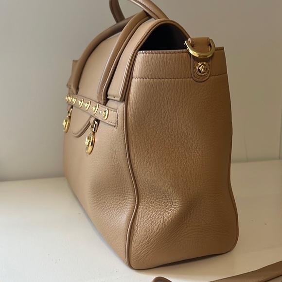 2013 Vintage Versace Large Signature Tote Nude Leather Nicole Kidman Cannes - Picture 11 of 17